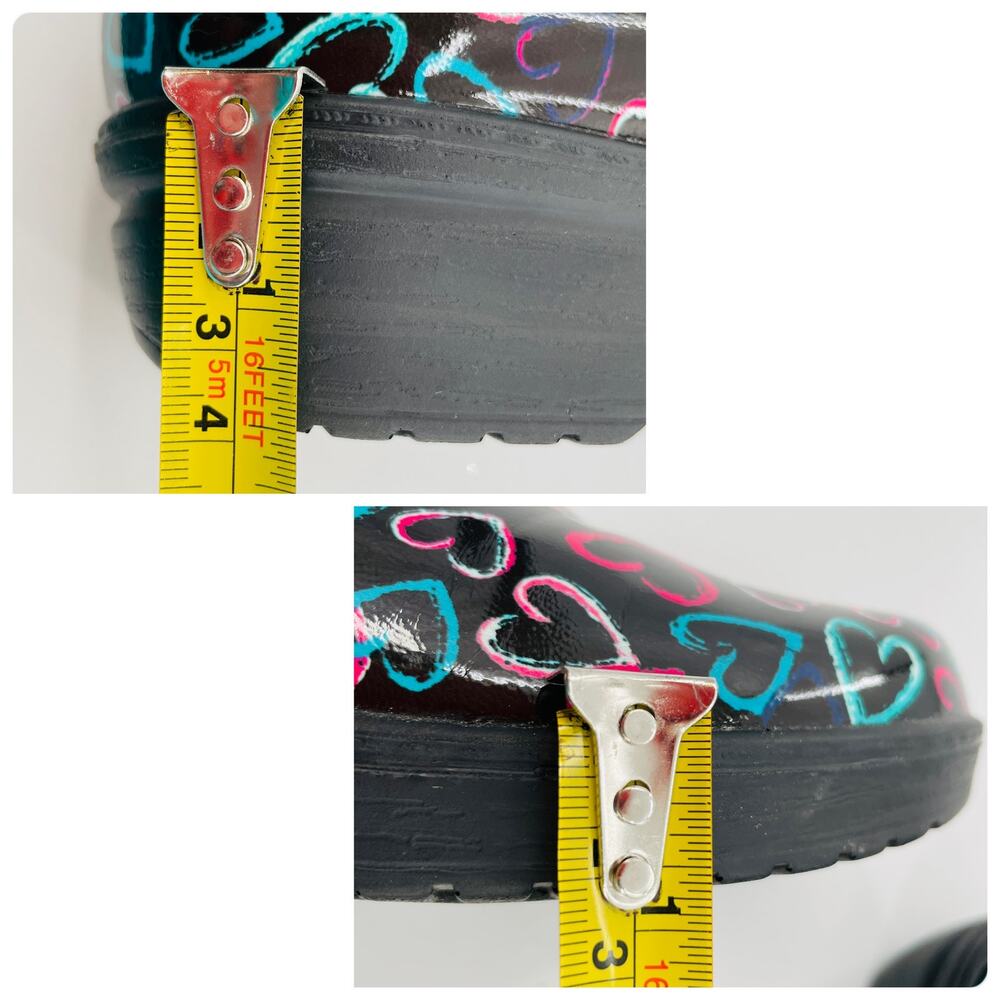 Easy Works by Easy Street Tiffany Black Pink Aqua Hearts Comfort Clogs Shoes 7W - Picture 12 of 12